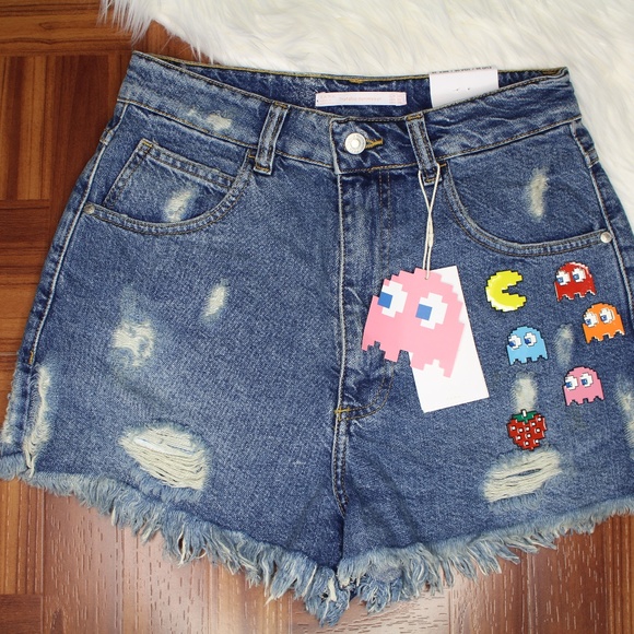 Zara Pants - Zara Bermuda Pac-Man High Waisted Denim Shorts | 6